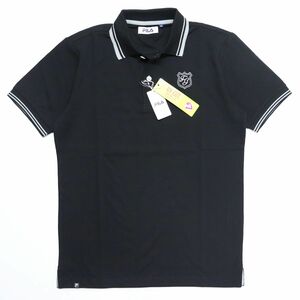 * стоимость доставки 390 иен возможность товар filler Golf FILA GOLF новый товар мужской UVCUT рубашка-поло с коротким рукавом чёрный XXL размер [748660-BK-3L] один три 0 *QWER