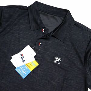 ●送料390円可能商品 フィラ FILA 新品 メンズ 吸水速乾 UVCUT スポーツ 半袖 ポロシャツ 黒 XLサイズ [414342-BK-LL]一 三 参★QWER