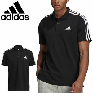 ●送料390円可能商品 アディダス ADIDAS 新品 メンズ 吸汗速乾 快適 スポーツ 半袖 鹿の子 ポロシャツ 黒 L [GK90971N-L] 三 弐★QWER