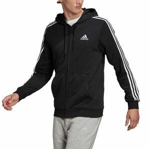 ★アディダス ADIDAS 新品 メンズ エM ESS 3ストライプス フルジップ スウェットパーカー ジャケット 黒[GK9032-L] 二 弐★QWERの画像2