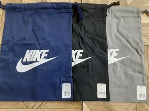 雑貨７】激安！！未使用 ナイキ/NIKE シューズ 約31×約41cm 　黒 紺 灰 3枚　無地 紫 1枚 計4枚セット 内袋 布袋 巾着袋 靴 上履き 現状