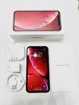 ◆1円スタート！お買い得！Apple iPhone XR 64GB RED MT062J/A A2106 ○判定 SIMフリー バッテリー最大容量79% ◆/スマホ/本体/赤/_画像1