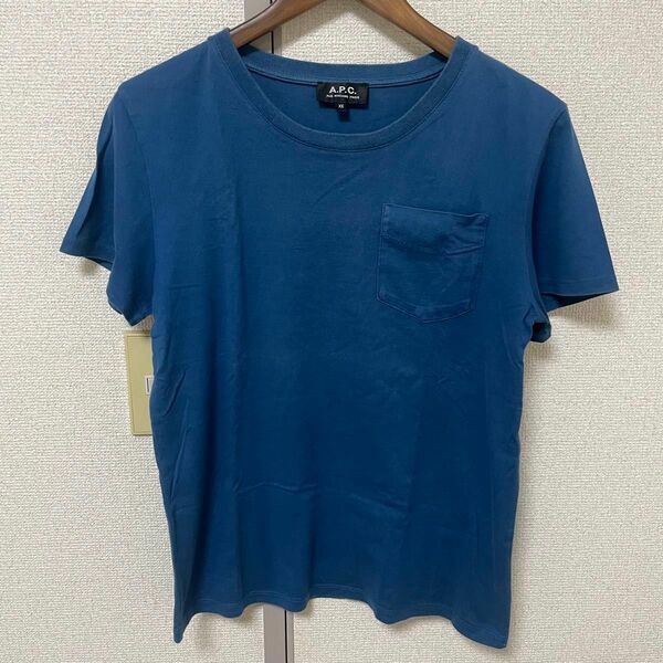 USED 古着 APC アーペーセー ポケ Tシャツ ブルー XS 半袖 カットソー 無地 コットン