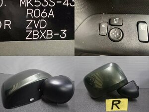 5kurudepa R4年 スペーシア 5AA-MK53S 右 ドア ミラー サイド 緑 ZVD MM53S HV-X 2WD テスト済 32798