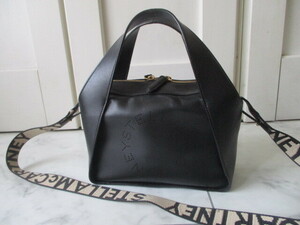 * Stella McCartney black soft eko leather Logo medium 2WAY back beautiful goods *