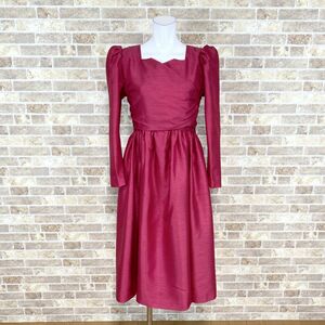 1 jpy dress long sleeve One-piece red pink series shoulder pad color dress kyabadore presentation Event used 4381