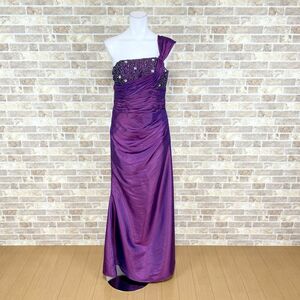 1 jpy dress YHZ BRIDAL tag attaching one shoulder dress M purple lustre color dress kyabadore presentation Event used 4675