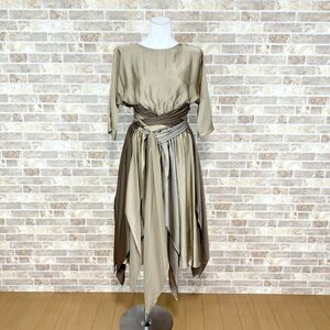1 jpy dress Merve-facettemeruvefa set One-piece 9 tea gold group bronze shoulder pad color dress used 4760