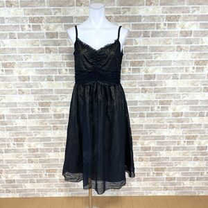 1 jpy dress OCTOBRE Tokyo style One-piece 40 largish size black middle cloth Gold color dress Event used 4779
