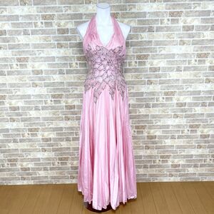 1 jpy dress Eas Sovage halter-neck dress pleat S pink lustre color dress kyabadore presentation Event used 4905