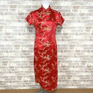 1 jpy China dress LAOGUDA long One-piece L red color dress kyabadore presentation formal used 5219