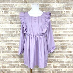 1 jpy dress Wonder Rocket ICHIOKU Lolita fashion long sleeve One-piece largish size light purple color dress used 5283