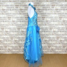 1円 ドレス Mei Mei 舞台衣装ホルターネックドレス L 大きめサイズ 薄青 カラードレス 発表会 イベント　中古４６３０_画像3