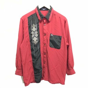 (^w^)b REDENTORE レデントーレ Collezione 80s 90s ヴィンテージ 長袖 ロングスリーブ シャツ トップス ツートン 赤 × 黒 L 8799iE