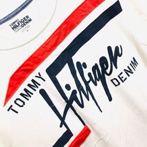 (^w^)b TOMMY HILFIGER トミー ヒルフィガー 半袖 ショートスリーブ T シャツ ビッグ ブランド ロゴ 刺繍 カジュアル ホワイト M 8759iE_画像7