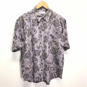 (^w^)b Donmock's FOR MEN ドンモック 80s 90s ヴィンテージ 総柄 半袖 ショートスリーブ シャツ トップス 和風 水墨 花柄 紫 FREE 8820iE