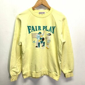 (^w^)b CROCODILE SPORTS クロコダイル スポーツ 80s 90s ヴィンテージ スウェット トレーナー プルオーバー FAIR PLAY イエロー M 8911iE