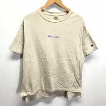 (^w^)b Champion チャンピオン クルーネック T シャツ トップス ロゴ 刺繍 ヘインズ カジュアル 万能 レディース ベージュ M 8754iE_画像2