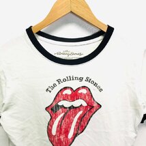 (^w^)b GU ジーユー the Rolling Stones ローリング ストーンズ デザイン リンガー T Tee シャツ チビT ロック バンド ホワイト S 8703iE_画像3