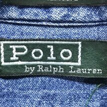 (^w^)b USA製 POLO RALPH LAUREN ポロ ラルフ ローレン 80s 90s ヴィンテージ デニム シンプル ボタンダウン シャツ ロゴ 刺繍 8862iE_画像8