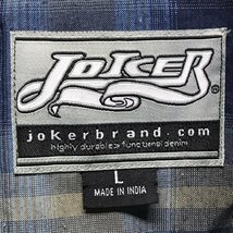 (^w^)b JOKER DNM joker brand ジョーカー 80s 90s ヴィンテージ オンブレ チェック 柄 長袖 シャツ トップス ポケット ネイビー L 8906iE_画像9