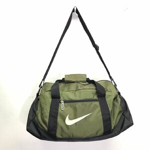 (^w^)b NIKE ナイキ ボストン バッグ 鞄 カバン BAG ビッグ スウォッシュ 旅行 部活 ショルダー 取り外し可 ポケット グリーン B0517iE