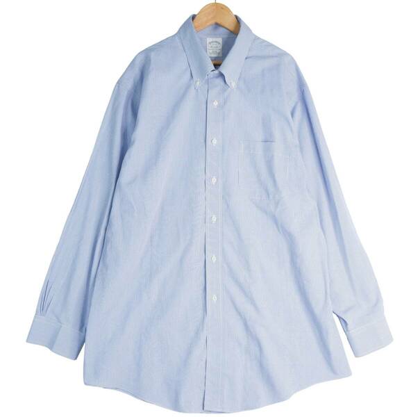 ◆美品◆ ブルックスブラザーズ スーピマコットン 長袖 チェック シャツ ワイシャツ 白 青 メンズ 17-33 XL ◆大きいサイズ◆ 2904E0