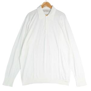 ◆良品 希少◆ WAKO別注 JOHN SMEDLEY ワコー × ジョンスメドレー サマーニット 軽め♪ 長袖 ポロシャツ 白 メンズ M ◆イギリス製 2834E0