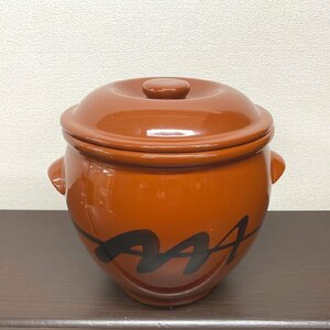 □陶器・容器　取っ手付き手付きかめ(丸型・9リットル)　/未使用店舗展示品・漬物・味噌づくり　Э□