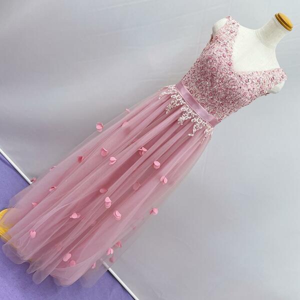 ★1422★ Mサイズ ピンク色 豪華 ロングドレス ロングスカート