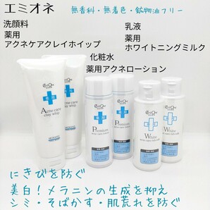 新品未開封★ 日本製 エミオネ 洗顔料 化粧水 乳液 アクネケア 美白 シミ そばかす 肌荒れ 保湿 あせも ニキビ 体臭 汗臭 予防 スキンケア