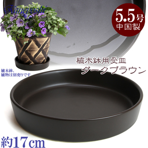 植木鉢用受皿 おしゃれ 安い 陶器 サイズ 17cm KN1179 5.5号 ブラウン 室内 屋外 茶 色
