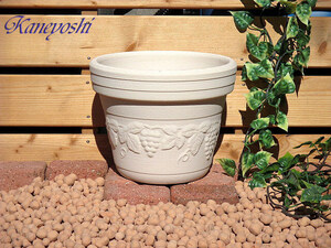 植木鉢 おしゃれ 安い 陶器 サイズ 22cm 深ブドウ鉢 7号 室内 屋外 白 色 常滑焼