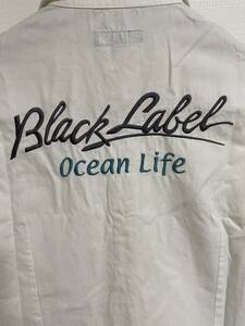 BURBERRY BLACK LABEL バーバリー ブラックレーベル　OCEAN LIFE刺繍　半袖シャツ サーフ系　メンズ　M