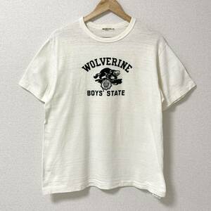 WAREHOUSE HELLER'S CAFE フロッキープリント 半袖 Tシャツ 40サイズ カレッジ ウエアハウス ヘラーズカフェ Tee 3090177