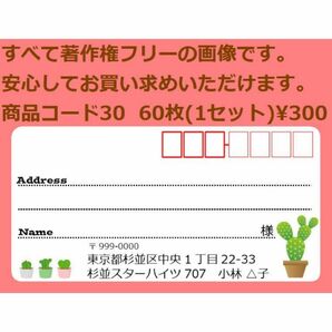 商品コード30 宛名シール 同一柄60枚 差出人印刷無料です