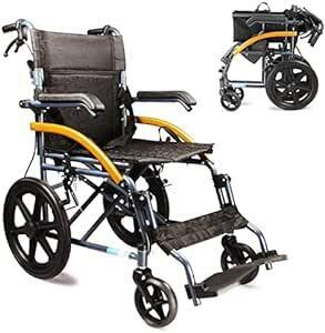 Round World 車椅子 介助型 折り畳み式車椅子 軽量アルミ製 介護・介助用車椅子 簡易車椅子 ノーパンクタイヤ 車い