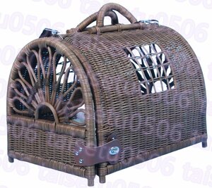  cat carry bag pet Carry pet carry bag natural rattan braided handmade. braided pet 45*35*38cm ( Brown )