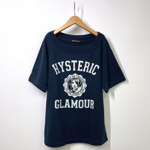 【レディース】HYSTERIC GLAMOUR ヒステリックグラマー 半袖スウェット ロゴ F ネイビー 紺 トレーナー ガール