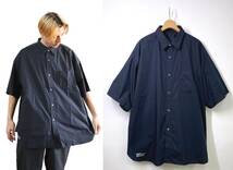 【24SS 美品】FreshService フレッシュサービス CORPORATE UNIFORM S/S SHIRT 半袖シャツ オーバーサイズ M ネイビー 紺_画像1