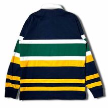 極美品 現行 POLO RALPH LAUREN 定価 27,900円 ストライプ ロゴ ラグビー シャツ ラガー ボーダー 長袖 S ポロ ラルフローレン_画像2