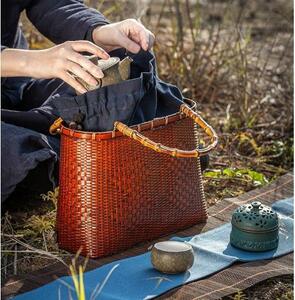  new goods * summer optimum bamboo braided up basket back handmade basket stylish shopping basket storage bag flower fire for pretty back 