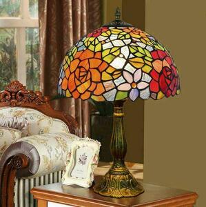  новый товар, роза витражное стекло лампа настольная подставка освещение подушка изначальный подставка 