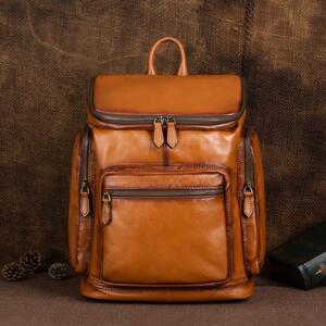  new arrival * original leather rucksack men's leather backpack retro rucksack outdoor commuting going to school casual combined use 