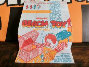 ビンテージ　マクドナルド　ハッピーミール用紙　Beach Toy ロナルド　宝石