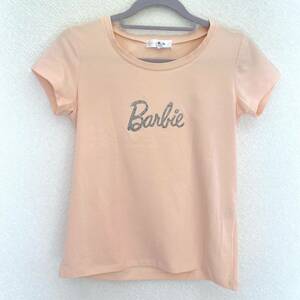 Barbie バービー　ラメロゴTシャツ　コーラルピンク