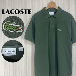 ☆入手困難☆クラッシックフィット☆希少カラー☆LACOSTE ラコステ ワニ 鹿の子 半袖ポロシャツ サイズ6 カーキ XL アースカラー 古着