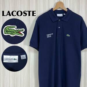 ☆入手困難☆美品☆クラッシックフィット☆企業物☆LACOSTE ラコステ ワニ 刺繍ロゴ 鹿の子 半袖ポロシャツ サイズ6 ネイビー XL〜2XL 古着