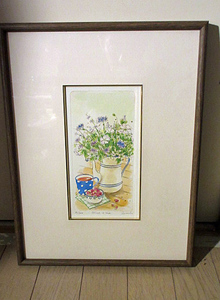 * paint ...[MINT TIME ] lithograph * frame * picture * flower *19/200* amount. size approximately 39cmx30cm