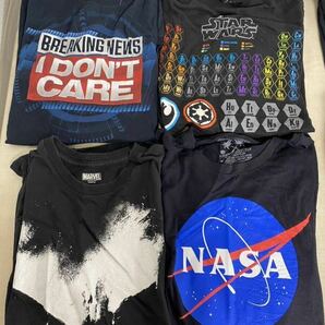 古着 まとめ売り プリント 半袖Tシャツ 12枚 メンズ XL 2XL 他 ブラック系 MARVEL STARWARS NASA キャラクター 現状品 訳あり品 E3Nの画像3